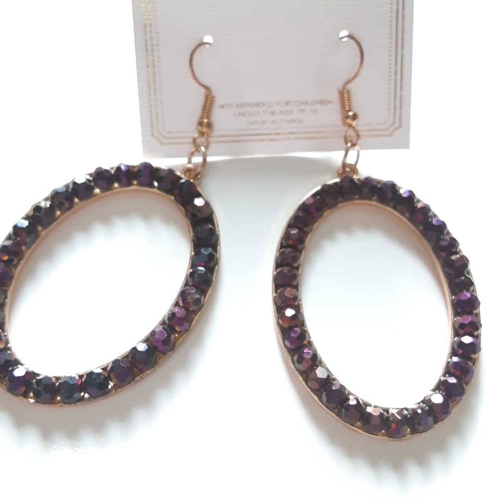 Chloe Accessory Plum Beaded Dangle Earrings